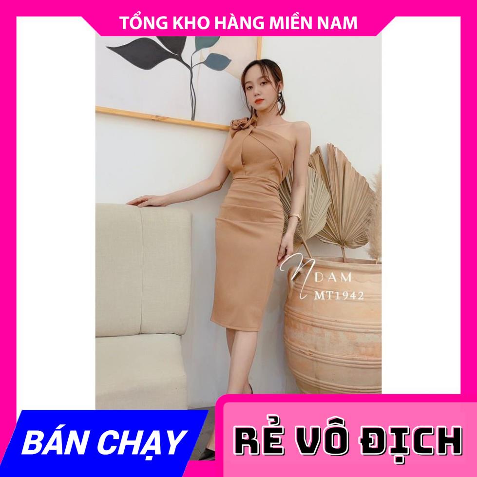ĐẦM BODY LỆCH VAI PHỐI HOA - ĐẦM BODY QUYẾN RŨ THUN UMI CO GIÃN THỜI TRANG MT1942 ⚡ ẢNH THẬT⚡ CHUYÊN SỈ