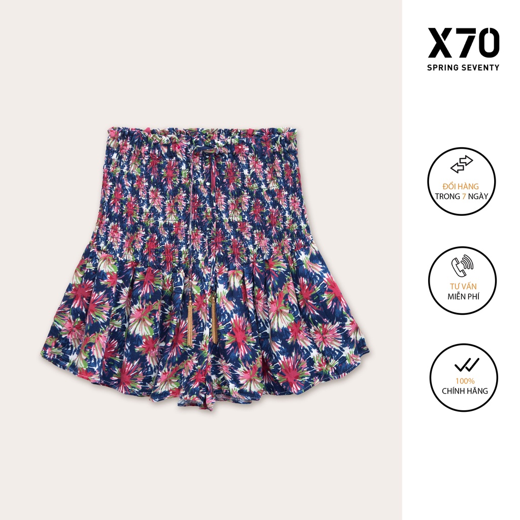 Quần Váy Nữ Thiết Kế Bo Chun Đuôi Xoè Hoạ Tiết Hoa Lá Thời Trang X70 - 04560002