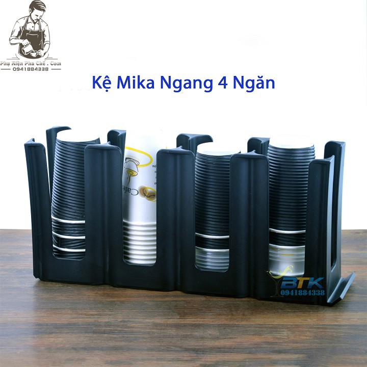 Kệ Mika Ngang 4 Ngăn, Kệ Đựng Cốc Mang Đi, Kệ Đựng Hộp Cháo