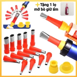 Bộ đầu vòi đi keo inox 19 chi tiết, Bộ vòi đi keo inox chống mài mòn, Dùng cho bắn keo Silicone, keo túi.