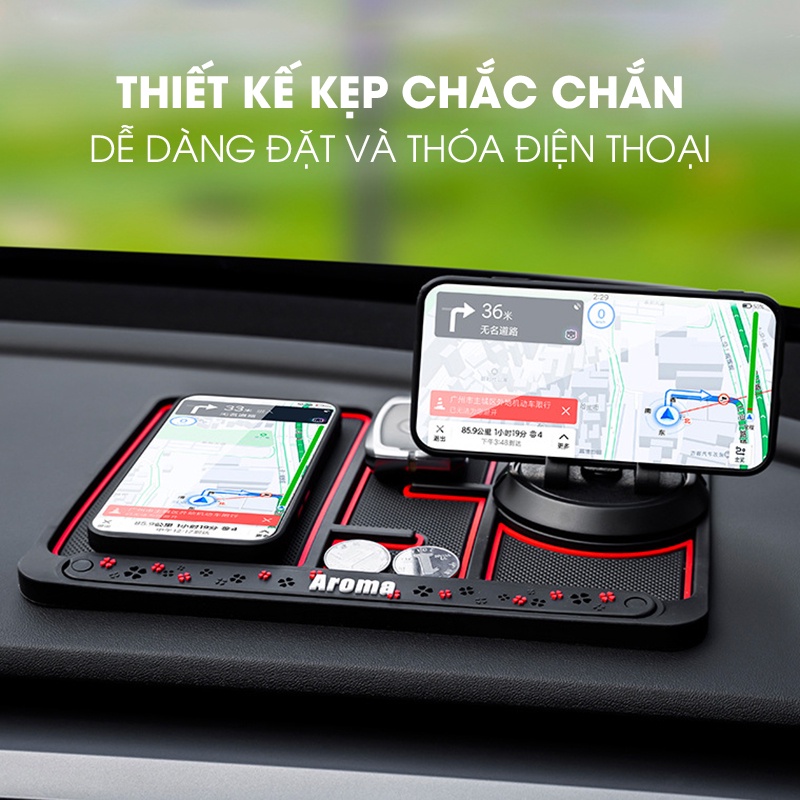 Giá Đỡ Điện Thoại Trên Ô Tô, Chống Trượt, Xoay 360 độ, Có Bảng Số Điện Thoại, Gắn Trên Taplo