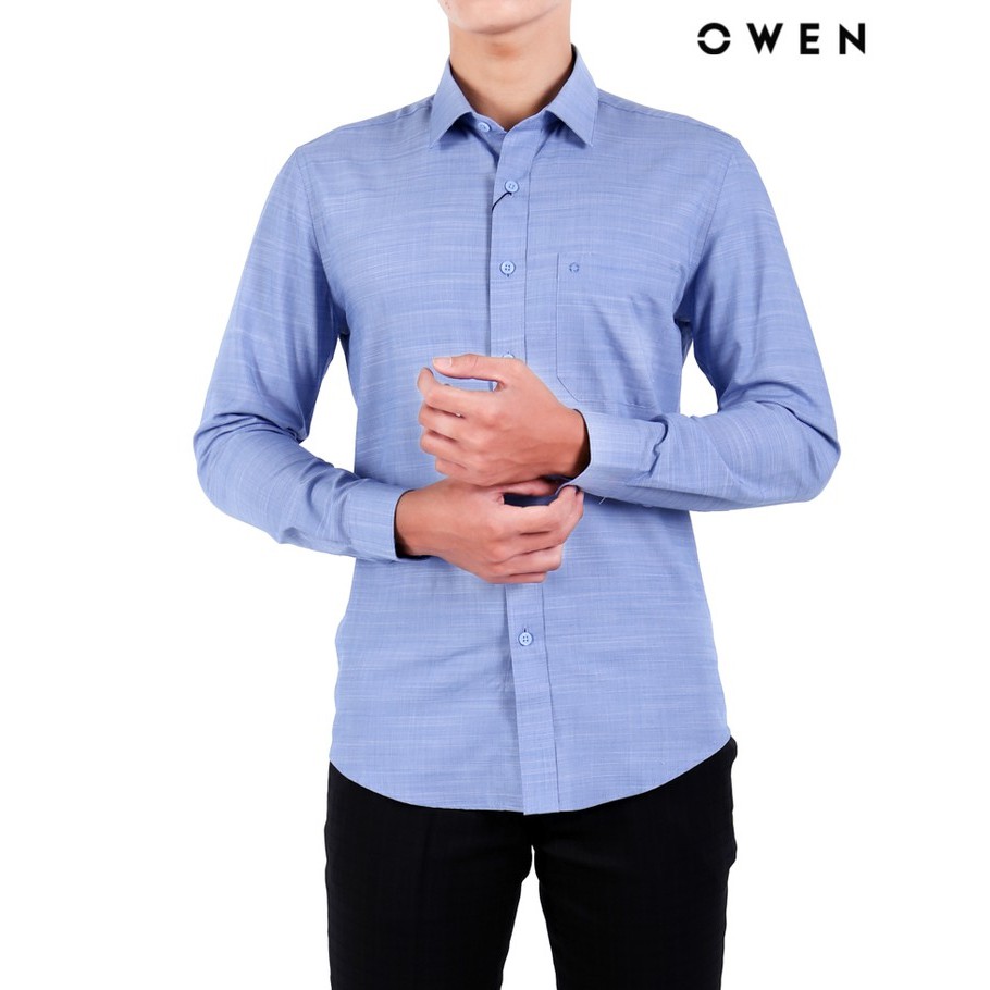 Áo sơ mi dài tay Owen Bamboo Slimfit có túi màu xanh  - AS20697DT