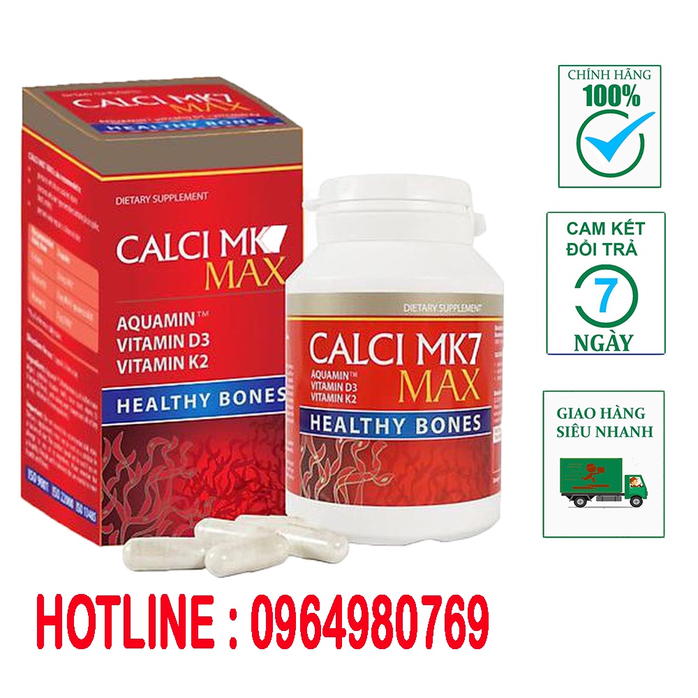 (Tăng quà )Canxi tảo đỏ tự nhiên Calci MK7 Max, tăng chiều cao tuổi dậy thì, bổ sung canxi cho bà bầu hộp 60 Viên