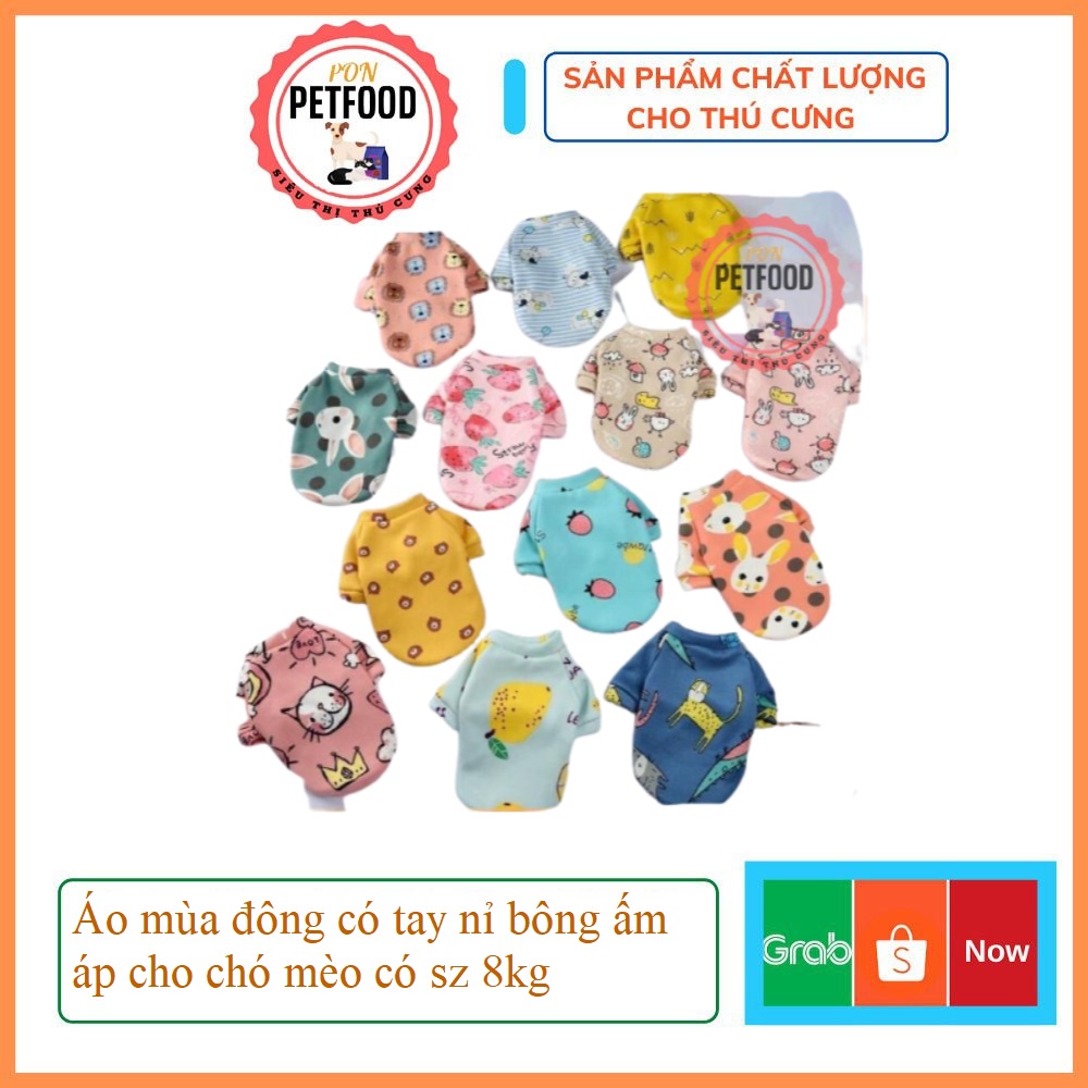 Áo mùa đông có tay nỉ bông ấm áp cho chó mèo có sz 8kg