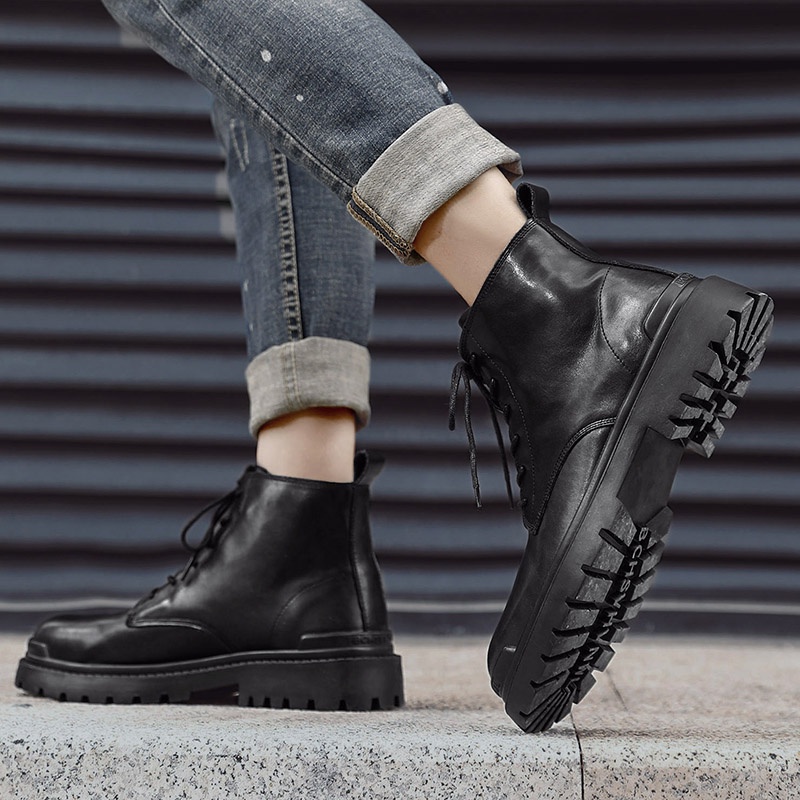 Giày bốt chelsea da cổ cao thời trang dành cho nam