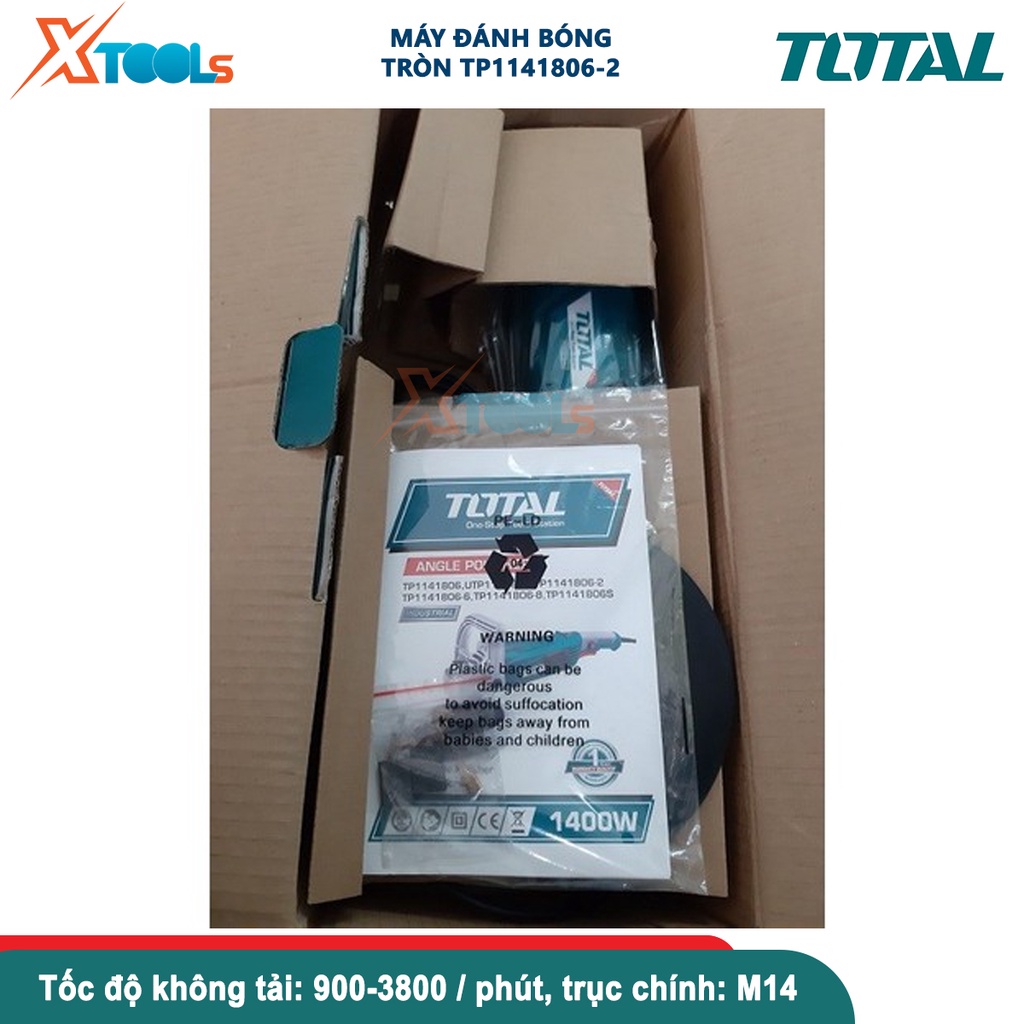 Máy đánh bóng TOTAL TP1141806-2 (TP1141806) chà nhám bề mặt 220V-240V/50Hz-60Hz 1400W (180mm) 3,9kg[CHÍNH HÃNG][XTOOLS]