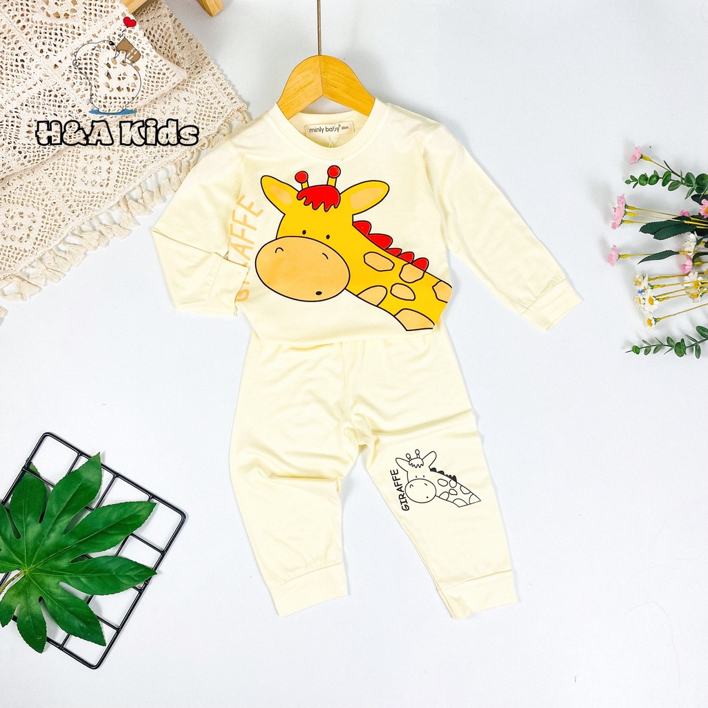 [Bé 19-32kg] Bộ dài tay thun lạnh in hình lớn Minky Mom mềm mịn mát cho bé trai bé gái - HÀNG CHUẨN