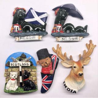 Nhựa Tủ Lạnh Miếng Dán Nessie Scotland Tiếng Anh Gấu Ấn Độ Lưu Niệm Nam Châm Đá Miếng Dán Tủ Lạnh Miếng Dán