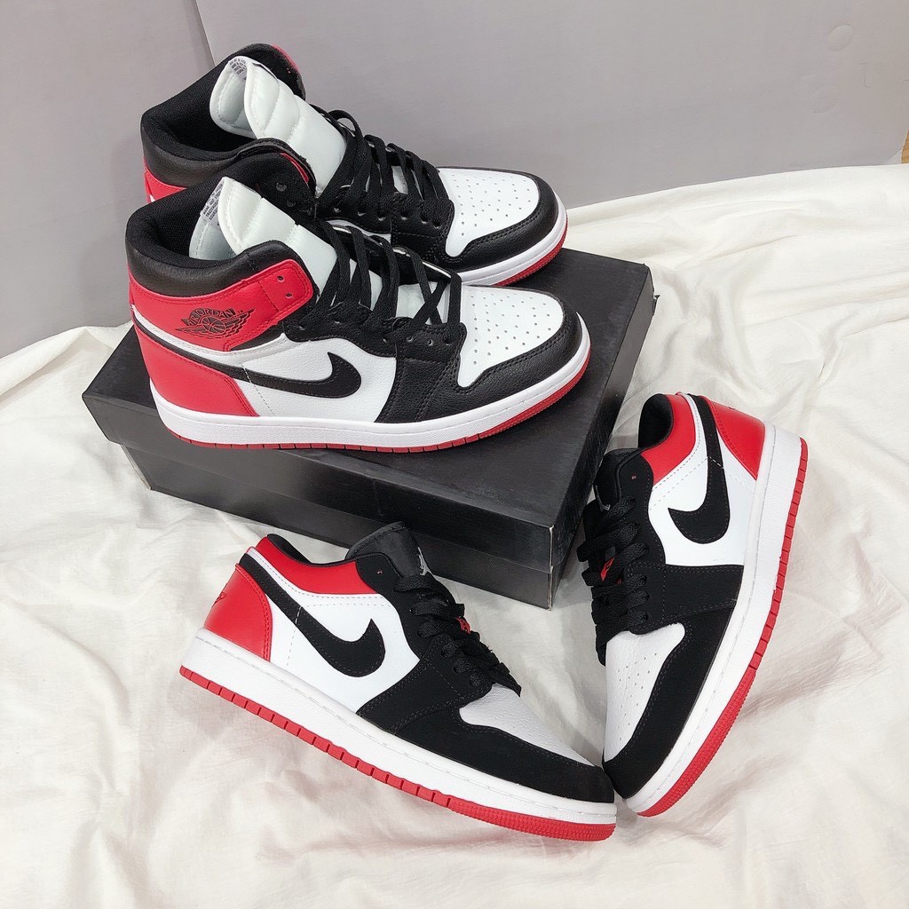 Giày Sneaker Air Jordan 1 Trắng Đỏ Cao Cấp Full Size Nam Nữ