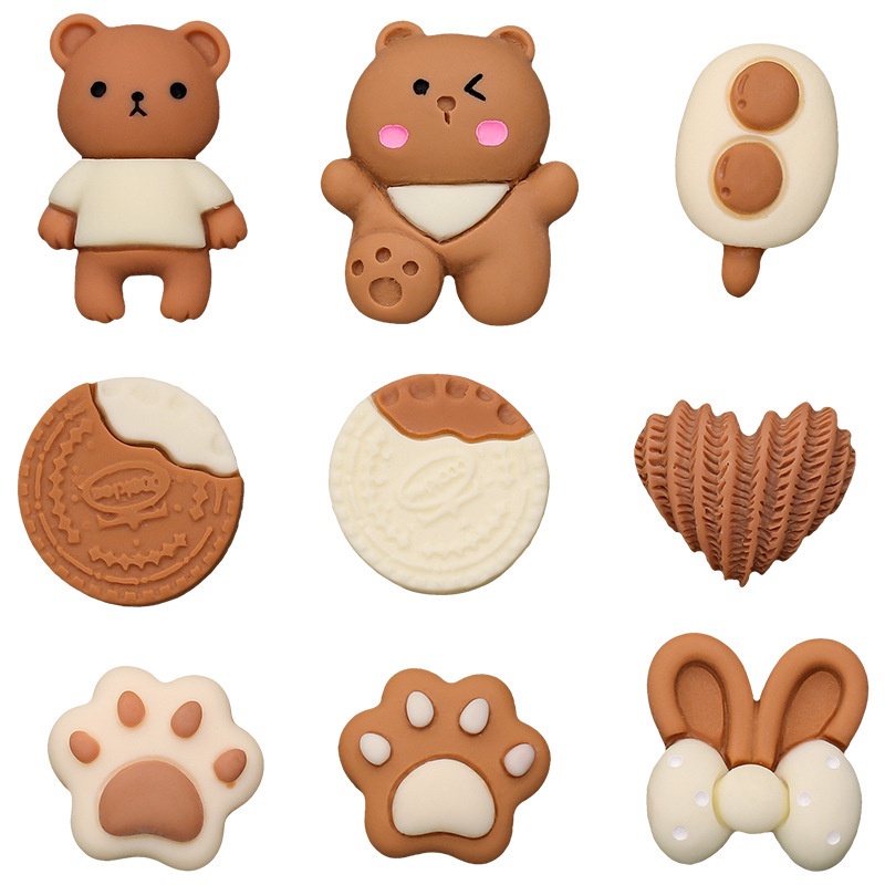 Set 10 Phụ Kiện Trang Trí Điện Thoại/Kẹp Tóc Hình Tai Gấu/Mèo/Thỏ Dễ Thương Xinh Xắn