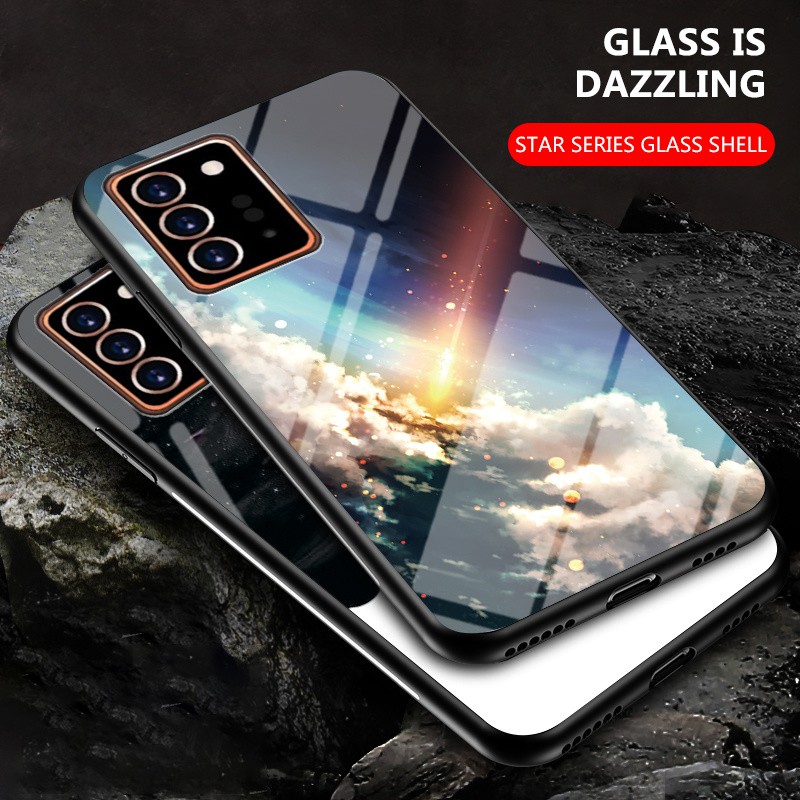 [SALE] Ốp Lưng Kính Cường Lực In Hình Lông Vũ Cho Samsung Galaxy Note 20 Ultra 5g