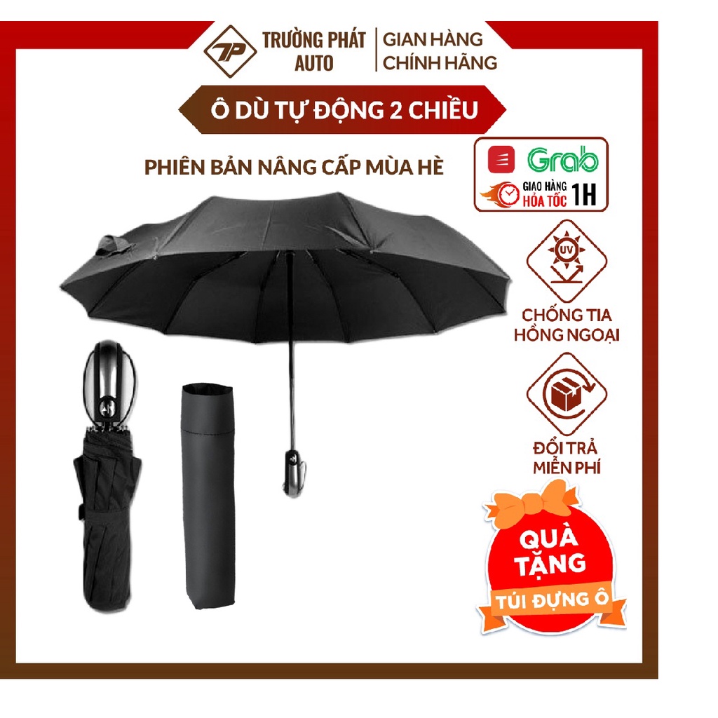 Ô tự động 2 chiều gấp gọn chống tia Uv Truongphat ô che mưa cầm tay, dù chống nắng 8,10,12 nan cao cấp - Tặng Túi Đựng Ô