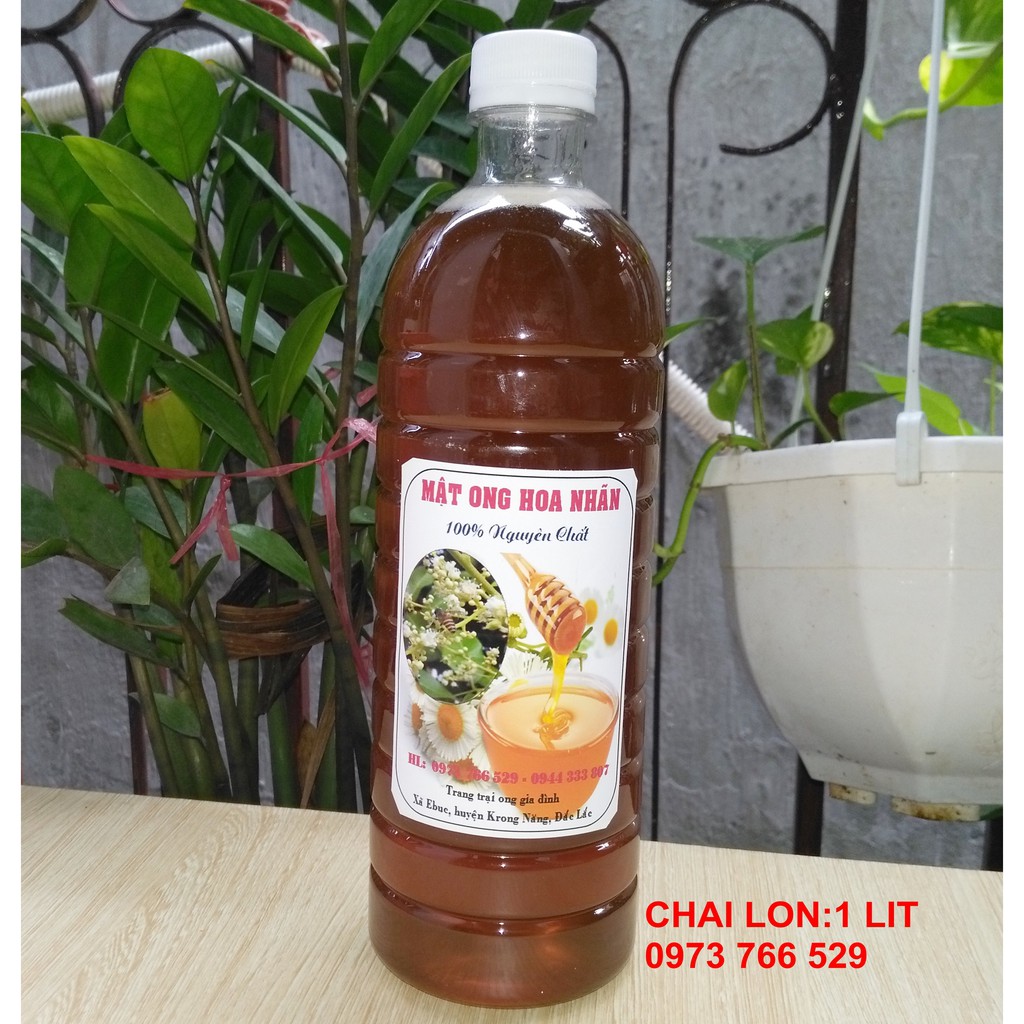 Mật ong hoa nhãn Sạch: 100% Nguyên Chất (Chai 1000ml)@mật ong nhãn