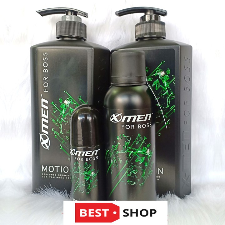 Combo Tắm 650g+Gội 650g+Xịt 150ml+Lăn 50ml XMen For Boss Luxury/Motion/Intense - Giá Sỉ