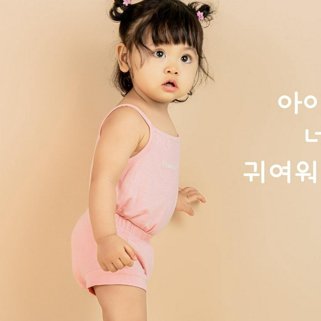 Punchun Bộ hai dây Summer cho bé gái quần + áo