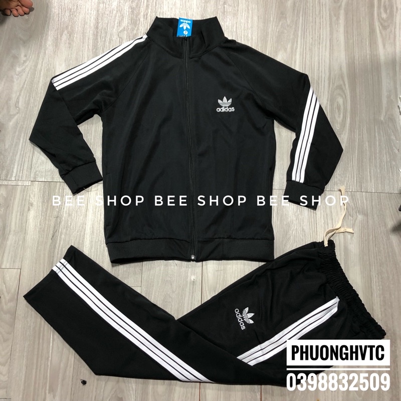 Bộ thể thao Das 3 sọc kiểu dáng đơn giản, bộ nỉ thu đông nam nữ dài tay - Bee Shop