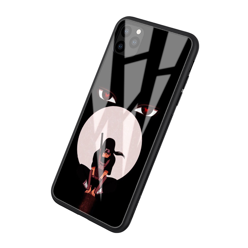 Ốp điện thoại tráng kính cường lực in Naruto Uchiha Clan cho iPhone 11 Pro XS Max X XR 8 7 6S 6Plus 5S 5 SE 2020 B156