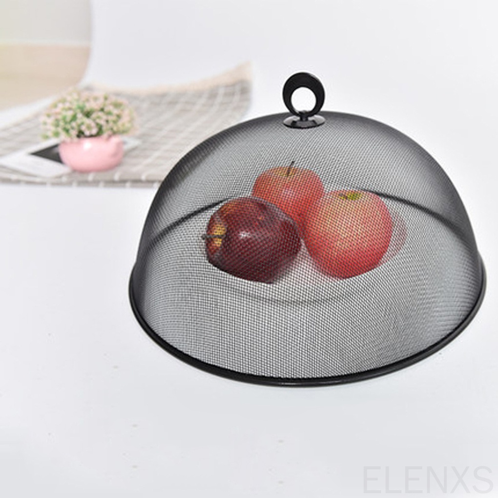 Nắp Đậy Đĩa Thức Ăn Hình Tròn Bằng Thép Không Gỉ Màu Đen Chống Bụi Chống Ruồi