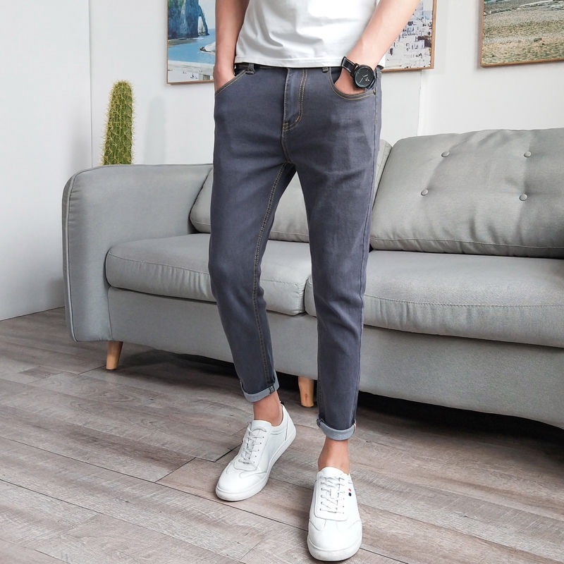 Quần Jeans Lửng Rách Gối Thời Trang Dành Cho Nam