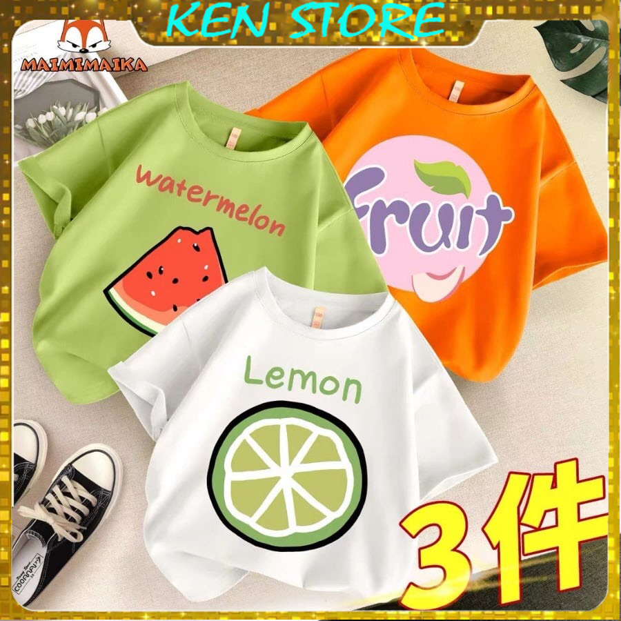 Áo Cộc Tay Cho Bé Trai Bé Gái Hình Hoa Quả Ken Store