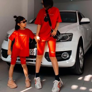 sét bộ quần ngố mẹ và bé ( 5 màu đen, be, xanh, cam , trắng )