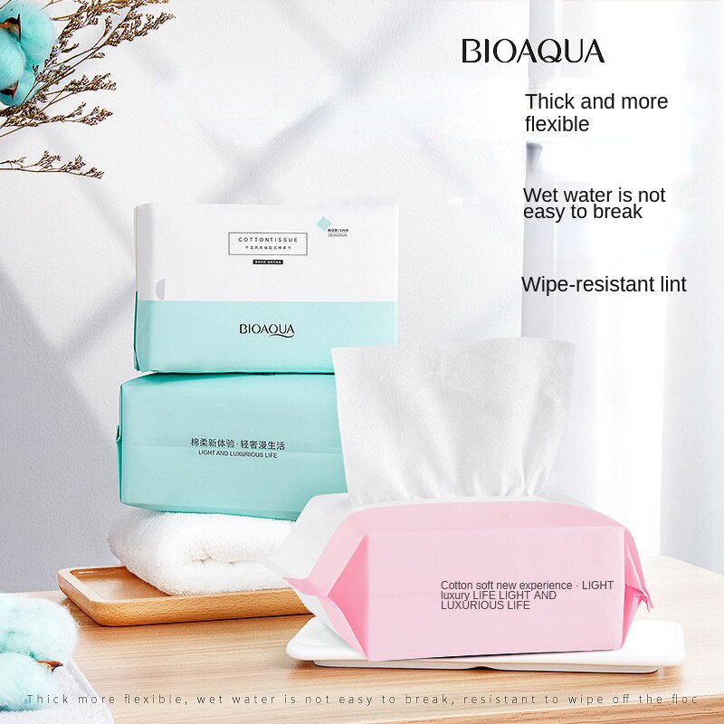 Khăn tẩy trang BIOAQUA vải cotton mềm mại làm sạch da mặt dịu nhẹ 