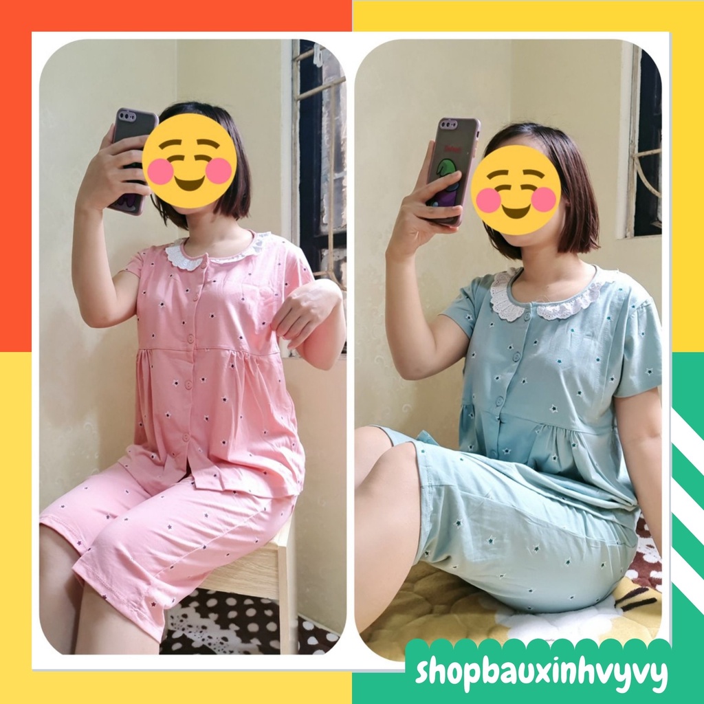 Bộ LỬNG Bầu Sau Sinh Hình SAO, Chất thoáng mát cotton cao cấp, mặc nhà tiện cho bé ti