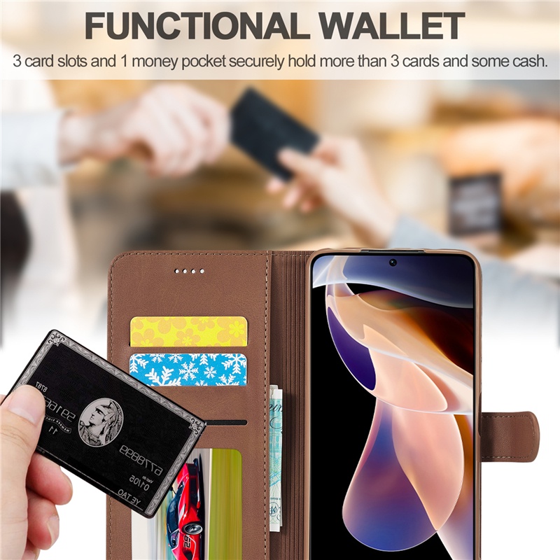 Ốp Điện Thoại Da Kèm Ngăn Đựng Thẻ Khóa Nam Châm Cho Samsung S22 S21 S20 FE Ultra Plus