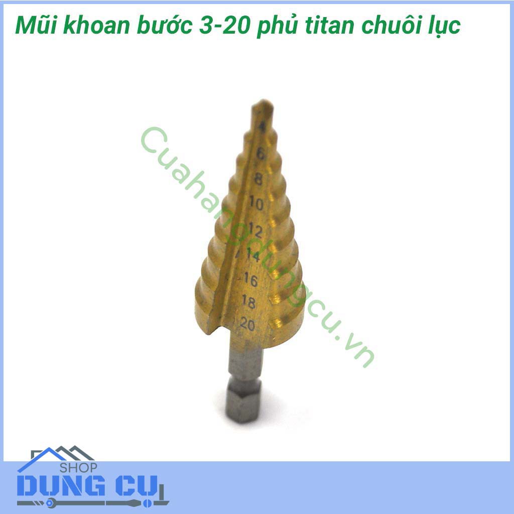 Mũi khoan tháp 9 bước 4-20 khoan inox, sắt, nhựa