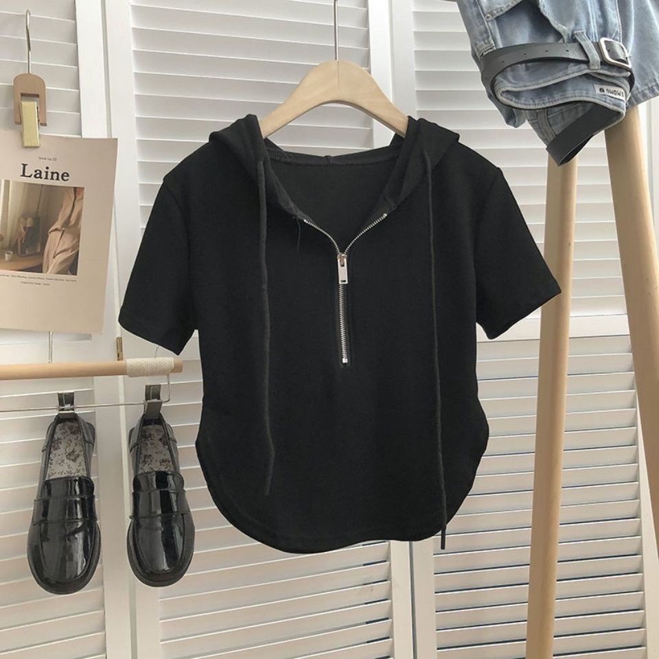 Áo Thun Tay Ngắn Có Mũ Trùm Đầu Thời Trang Mùa Hè Dành Cho Nữ