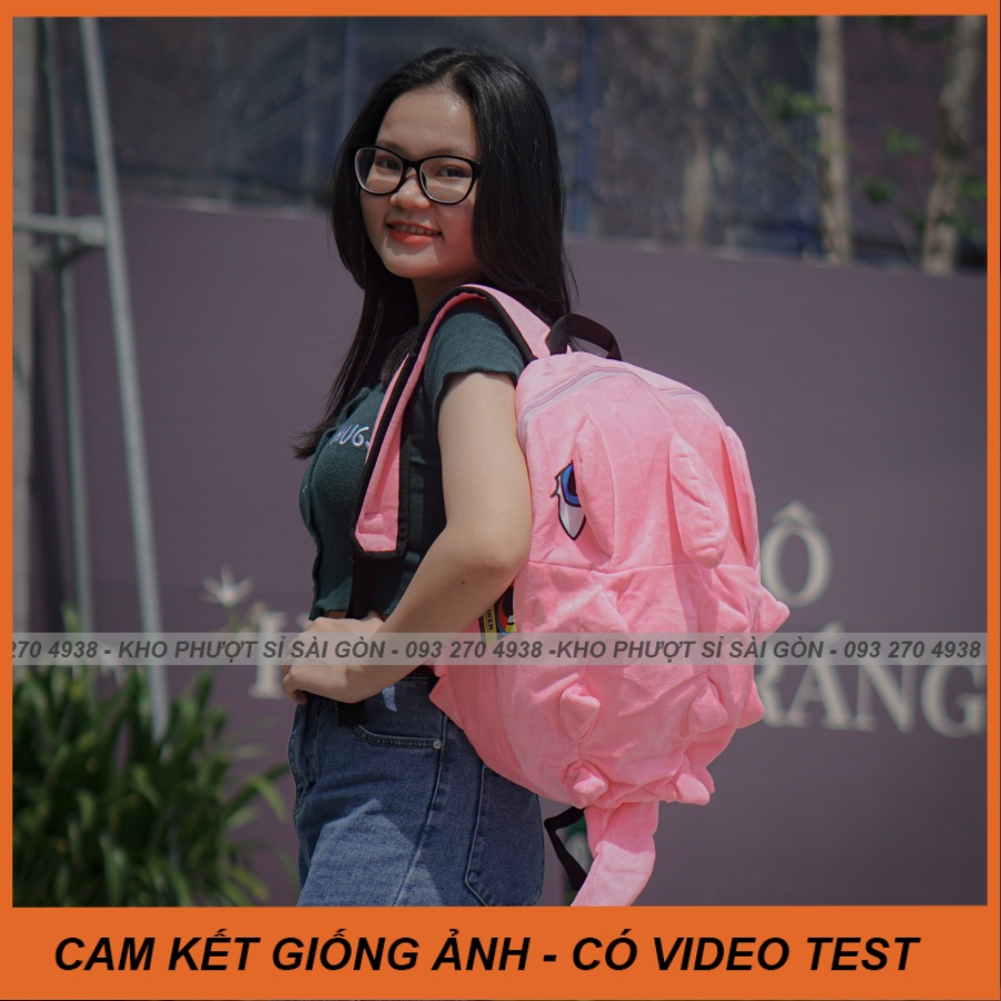 Balo khủng long Nhung màu hồng cho nữ đi phượt - Mẫu balo tắc kè màu hồng phần Kute
