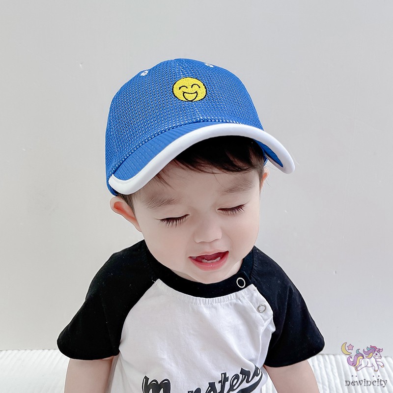 Mũ lưỡi trai phối lưới thêu họa tiết hoạt hình phong cách Hàn Quốc thời trang mùa hè dành cho bé