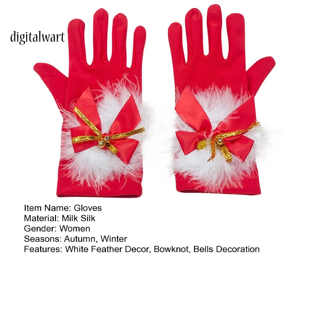 Kỹ Thuật Số| 1 Cặp Găng Tay Lông Vũ Đỏ Hình Ông Già Noel