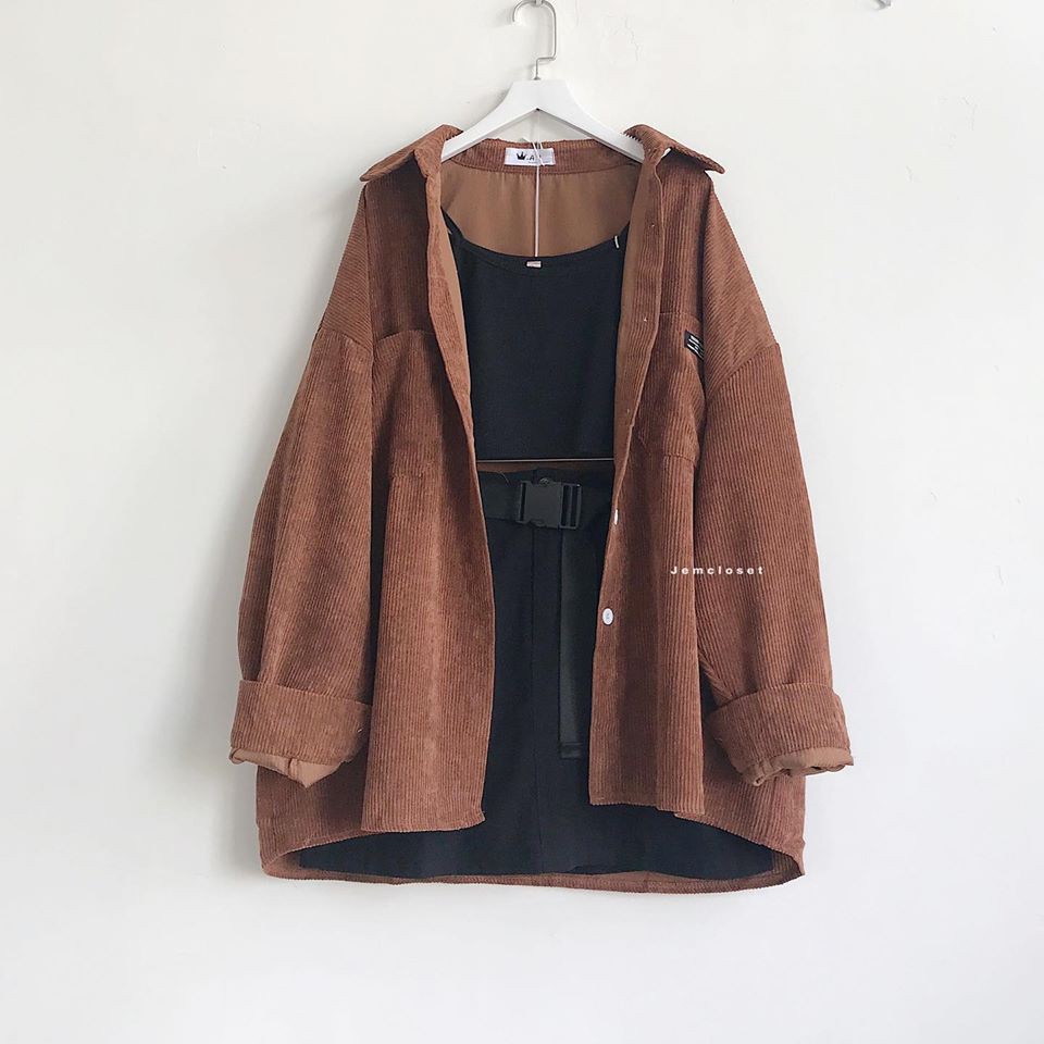 Áo khoác sơ mi nhung gân form rộng AN - 1411 ( Jem Closet )