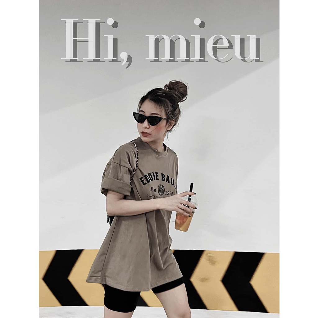 Áo phông dáng dài form rộng tay lỡ túi rip xịn in chữ ngực đơn giản vanmiushop