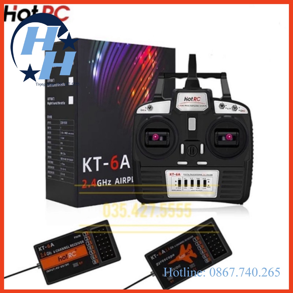 Bộ điều khiển Hotrc KT - 6A 2.4G 6 kênh gyro