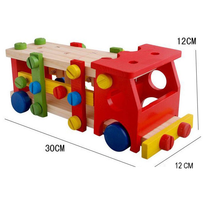 Đồ chơi gỗ Xe lắp ráp vặn ốc cho bé mẫu giáo