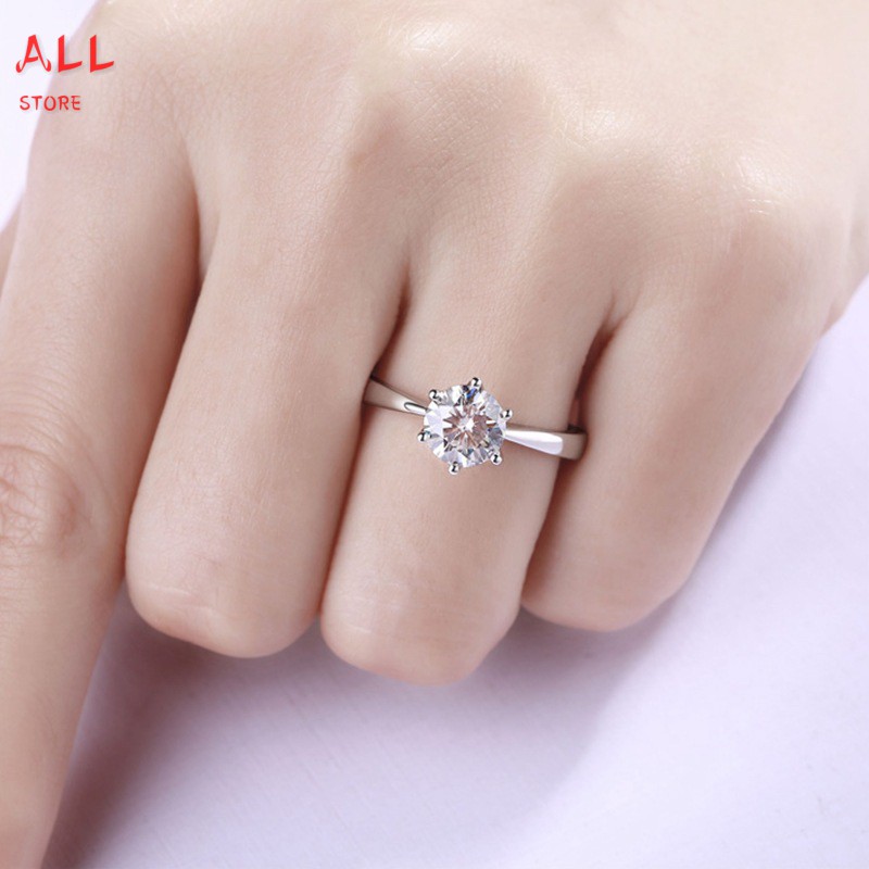 Trang sức nhẫn kiểu đá Moissanite hình tròn thời trang sành điệu cho nữ