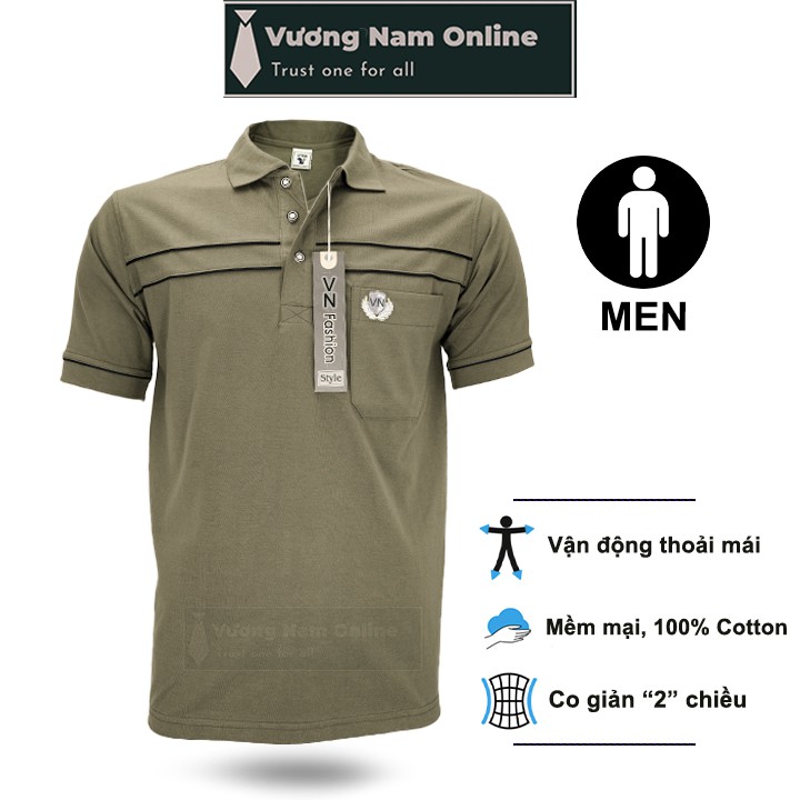 Áo thun nam trung niên tay ngắn polo có cổ form rộng cotton đẹp cao cấp VN12P | BigBuy360 - bigbuy360.vn