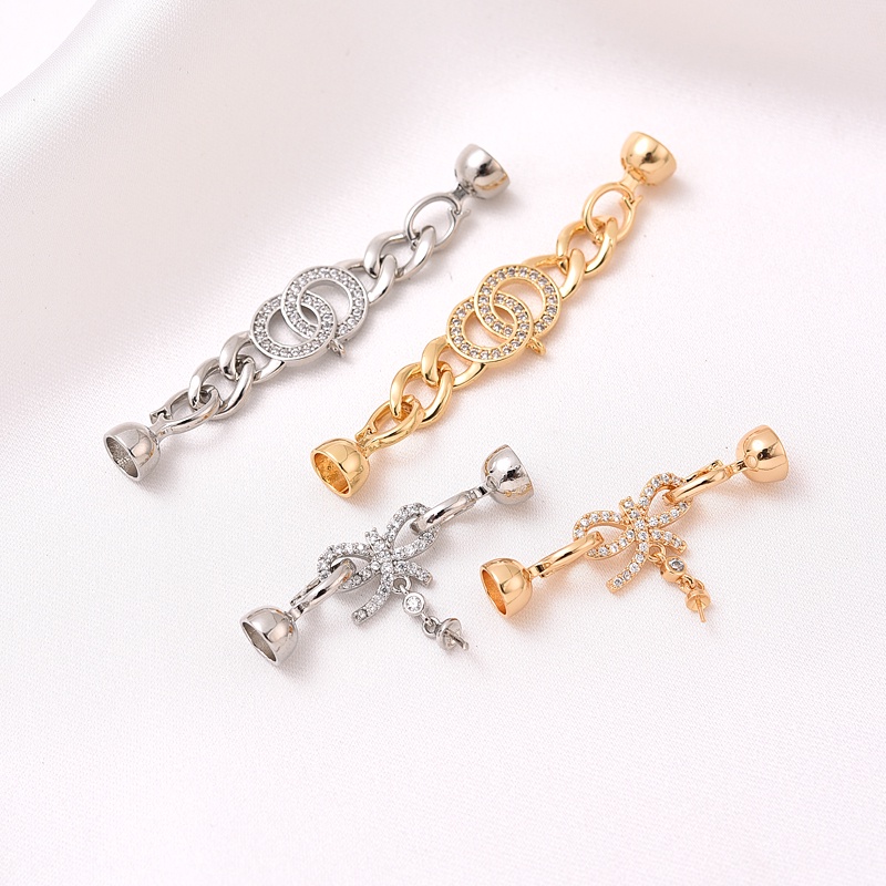 Vòng Nơ Rỗng Mạ Vàng 18K Đính Đá Zircon Kèm Giá Đỡ Ngọc Trai diy