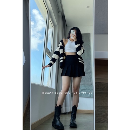 ✅Chân váy xoè xếp ly to màu trắng đen có quần trong-Ảnh thật 100% | BigBuy360 - bigbuy360.vn