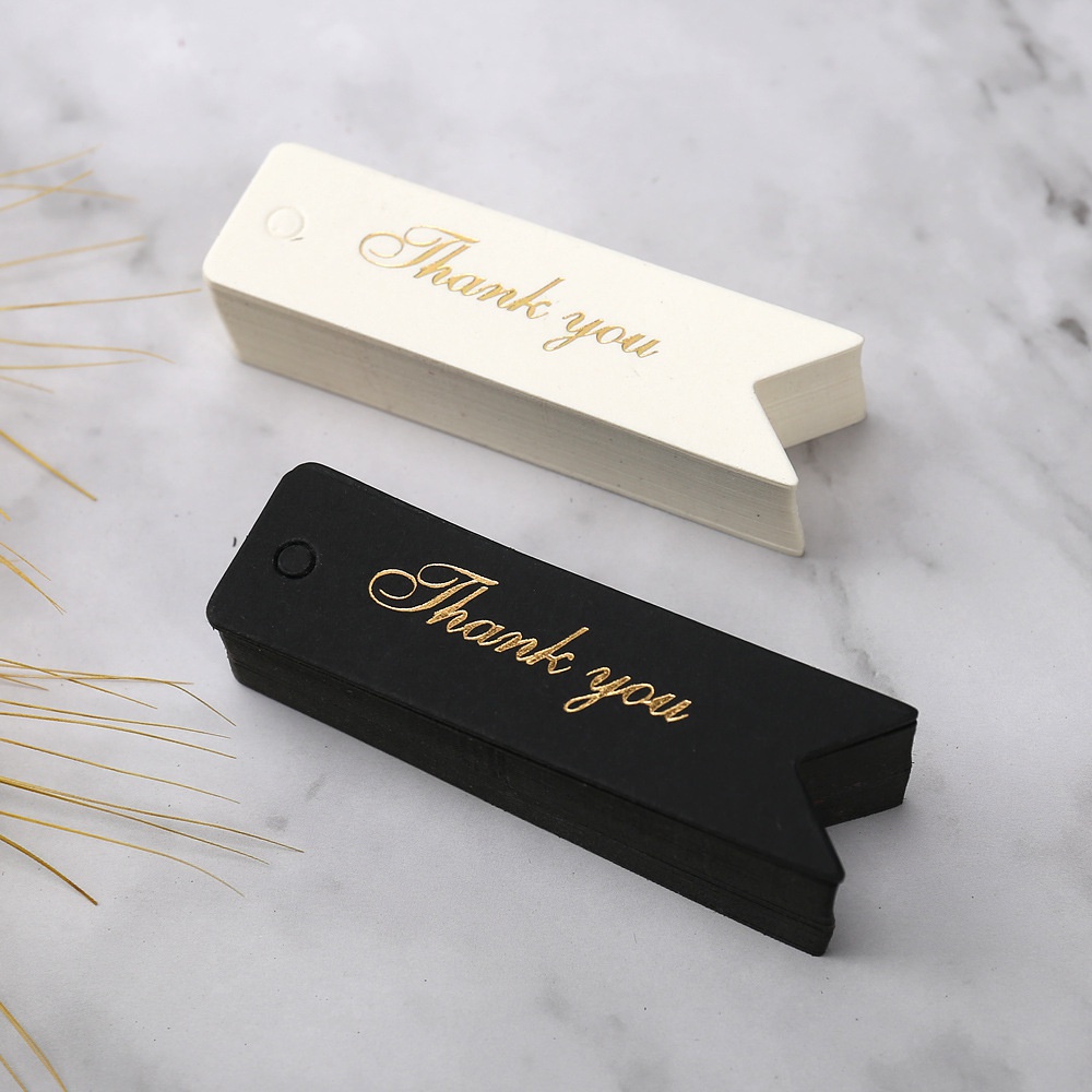 Set 100 thẻ giấy in chữ Thank You trang trí quà tặng