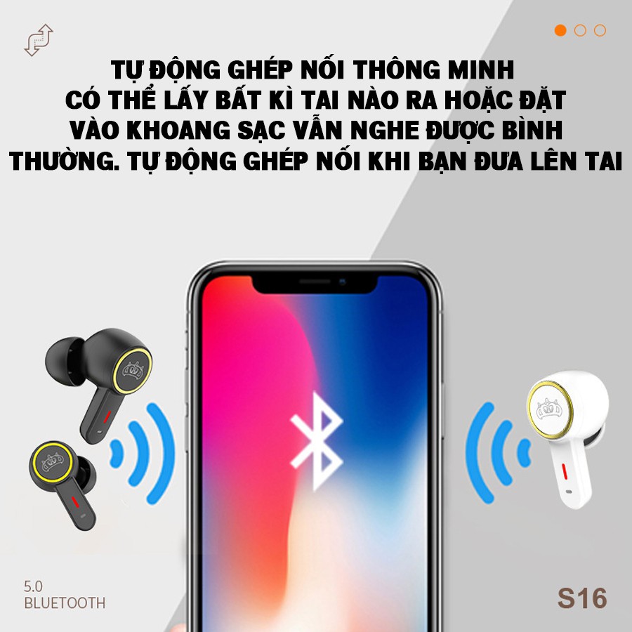 Tai Nghe Không Dây Bluetooth S16 -Thế Hệ Mới Cảm Ứng 1 Chạm, Bluetooth 5.0, Chống Nước - BH 12Th, 1 đổi 1 Trong 60 Ngày