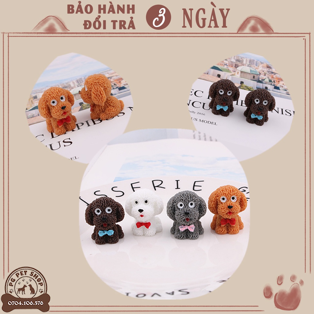 Tượng chó Poodle xinh xắn trang trí bàn làm việc, ô tô ...