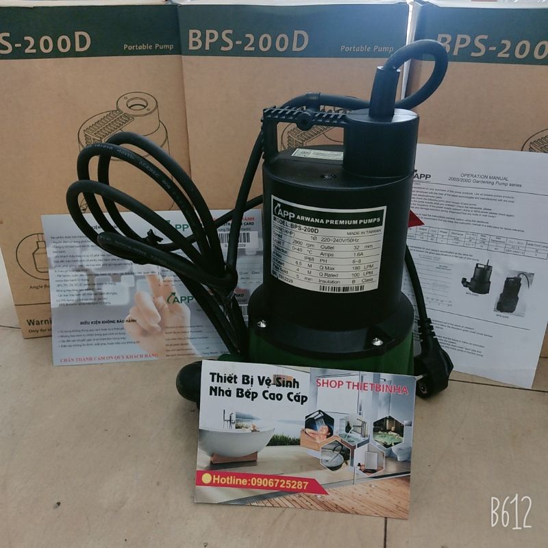 Máy bơm chìm dân dụng APP BPS-200D 200W, chính hãng