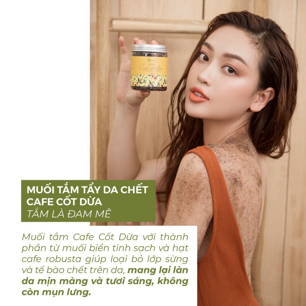 Muối Tắm Tẩy Da Chết Body Cafe Cốt Dừa Giúp Body Sáng Mịn Cỏ Mềm 250g