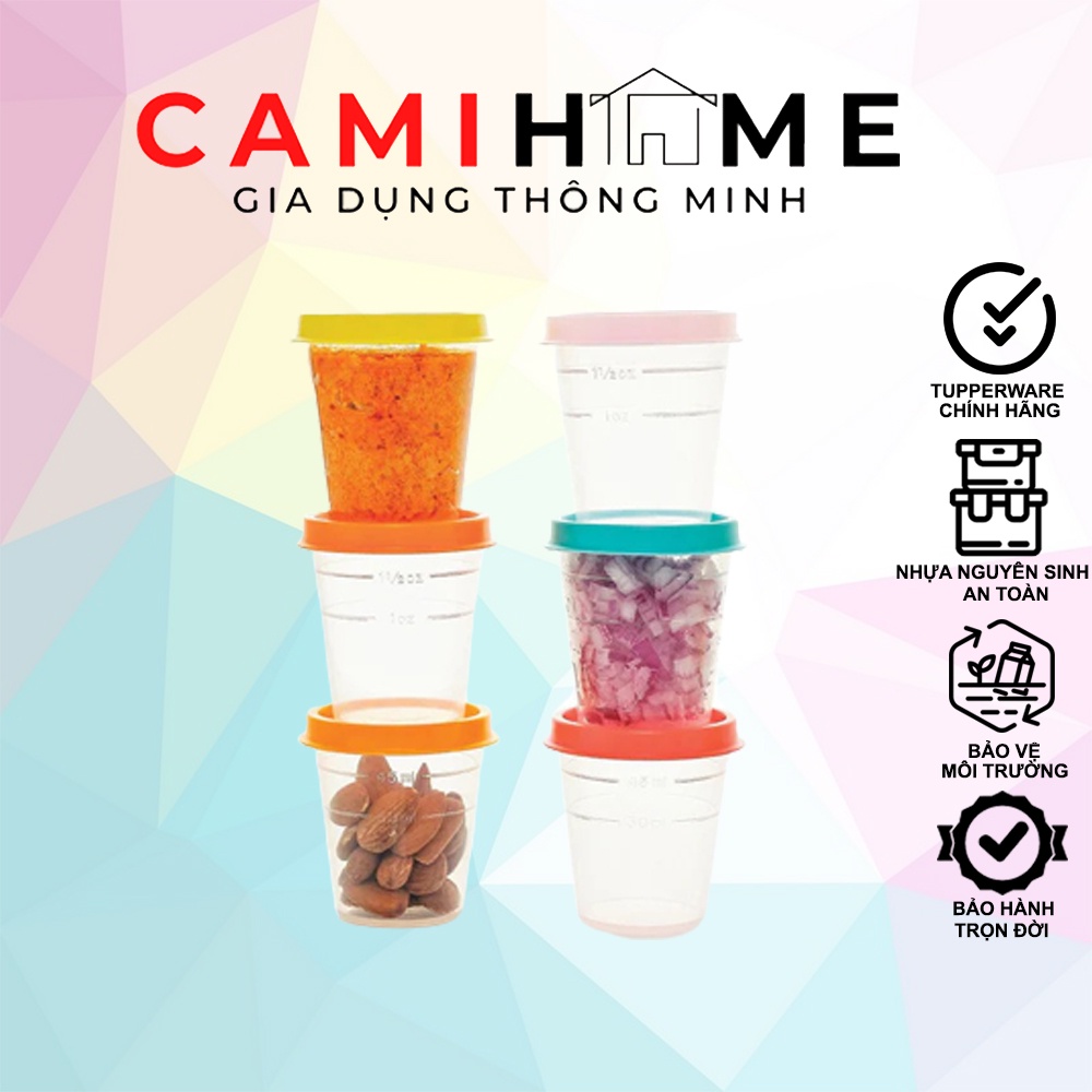 Hộp đựng thuốc mỹ phẩm nước chấm kẹo Midget 60ml Tupperware hoàn toàn kín nước làm từ nhựa nguyên sinh