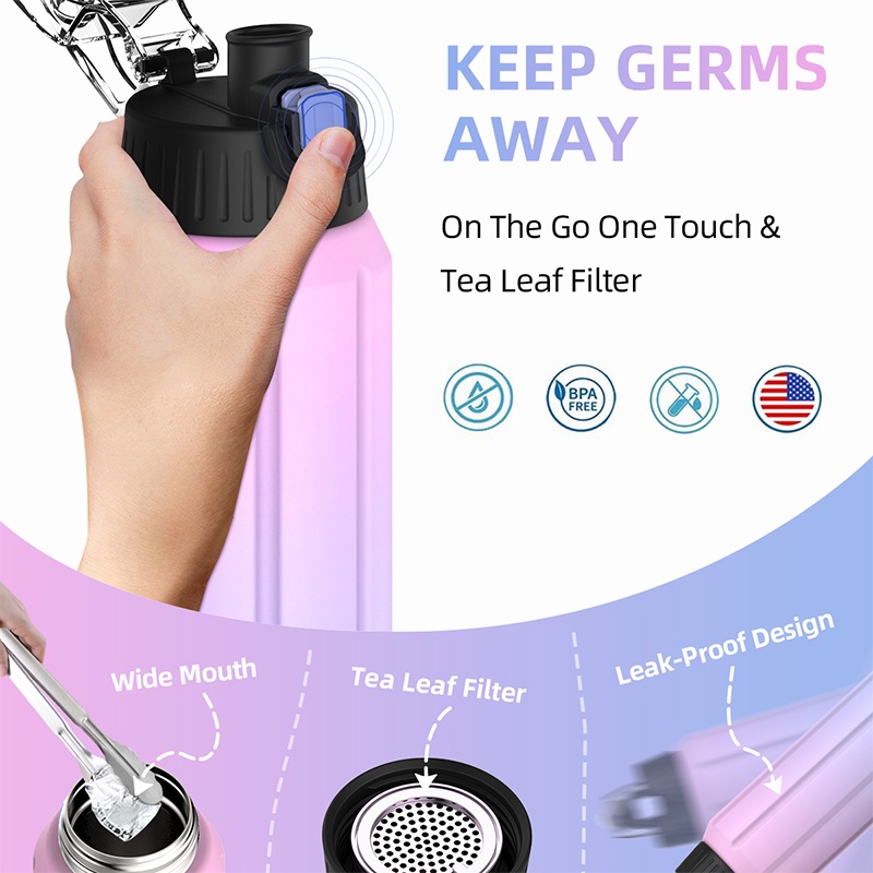 FJbottle Bình Giữ Nhiệt - Ly Giữ Nhiệt BOTTLE SPORT Gradient Pink inox 316 Giữ Lạnh Lên Đến 24h Dung Tích 600ml FJ002