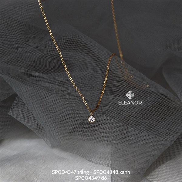 Dây chuyền nữ bạc 925 Eleanor Accessories mặt tròn đính đá phụ kiện trang sức 4347
