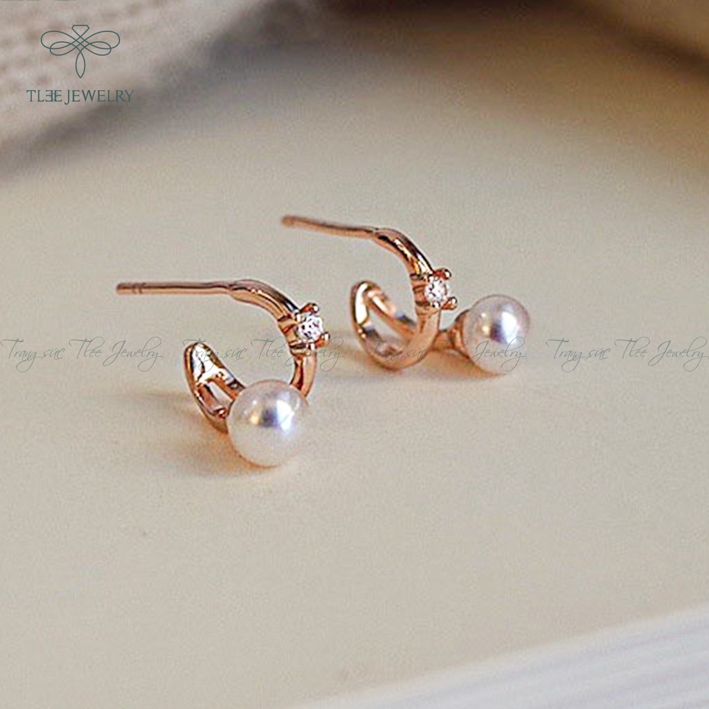 Khuyên tai bạc nữ TLEE Noemy đính trai nữ tính NCJ B0179